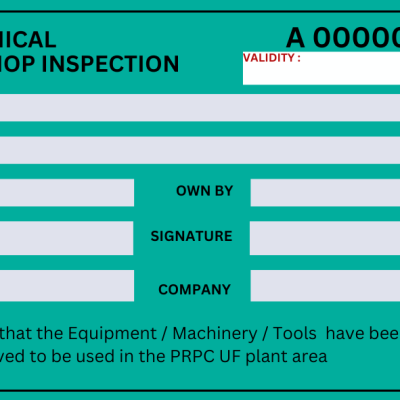 *Mechanical Workshop Inspection Sticker