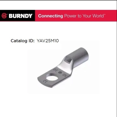BURNDY YAV25M10 Compression Terminal Cable Lug (For 25mmsq cable)(Bolt Size:M10)