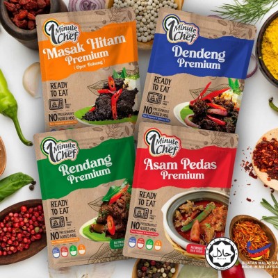 1 Minute Chef | Ayam Daging Dendeng Masak Hitam Rendang Asam Pedas Premium (READY TO EAT)