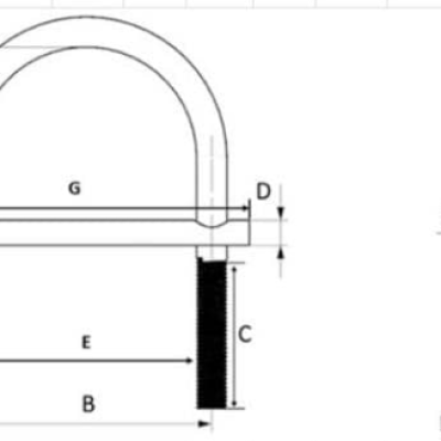NU-BOLT COVERED WITH POLYSHRINK C W 4 HEX. NUTS AND I-ROD (pipe size 150DN)