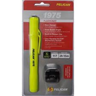 PELICAN 1975 LED Penlight   Flashlight 117 Lumens Safety Rated - Yellow 019750-0300-245