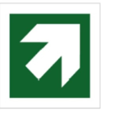SAFETY SIGN FOR DIRECTION ARROW TO THE RIGHT UP