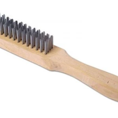 BRUSH, WIRE, HAND, STEEL WIRE BRUSH WITH WOODEN HANDLE