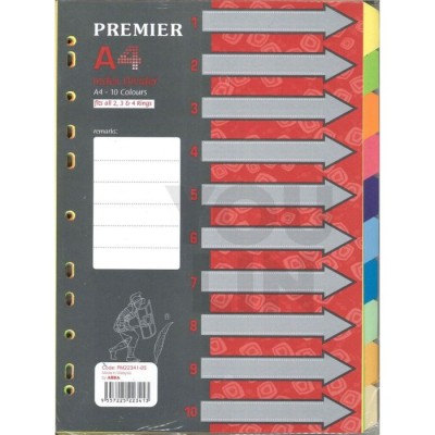 Paper A4 Color Index Divider File Filing Separator 10colour