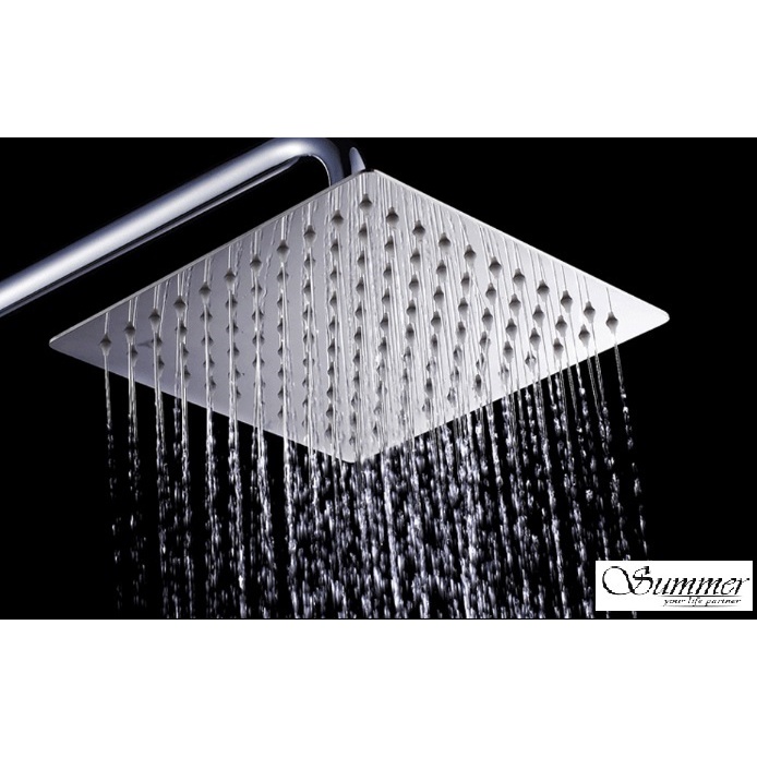 Heavy Duty, High Pressure SUS304 8" Inches Shower Head Rain Shower Head Brass Joint WITH ARM (rectangle)