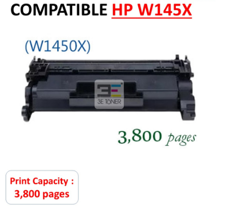 HP 145X Original Black LaserJet Toner Cartridge (~3, 800 yield) W1450X