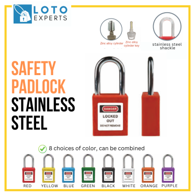 LOTO EXPERTS - SAFETY PADLOCK STAINLESS STEEL SHACKLE 1-1 2" (38MM)   LOCKOUT TAGOUT LOTO PADLOCK