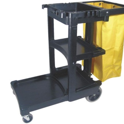 RUBBERMAID FG617388BLA Janitor Cart Black 1 Shelf 38-3 8 Inch Height