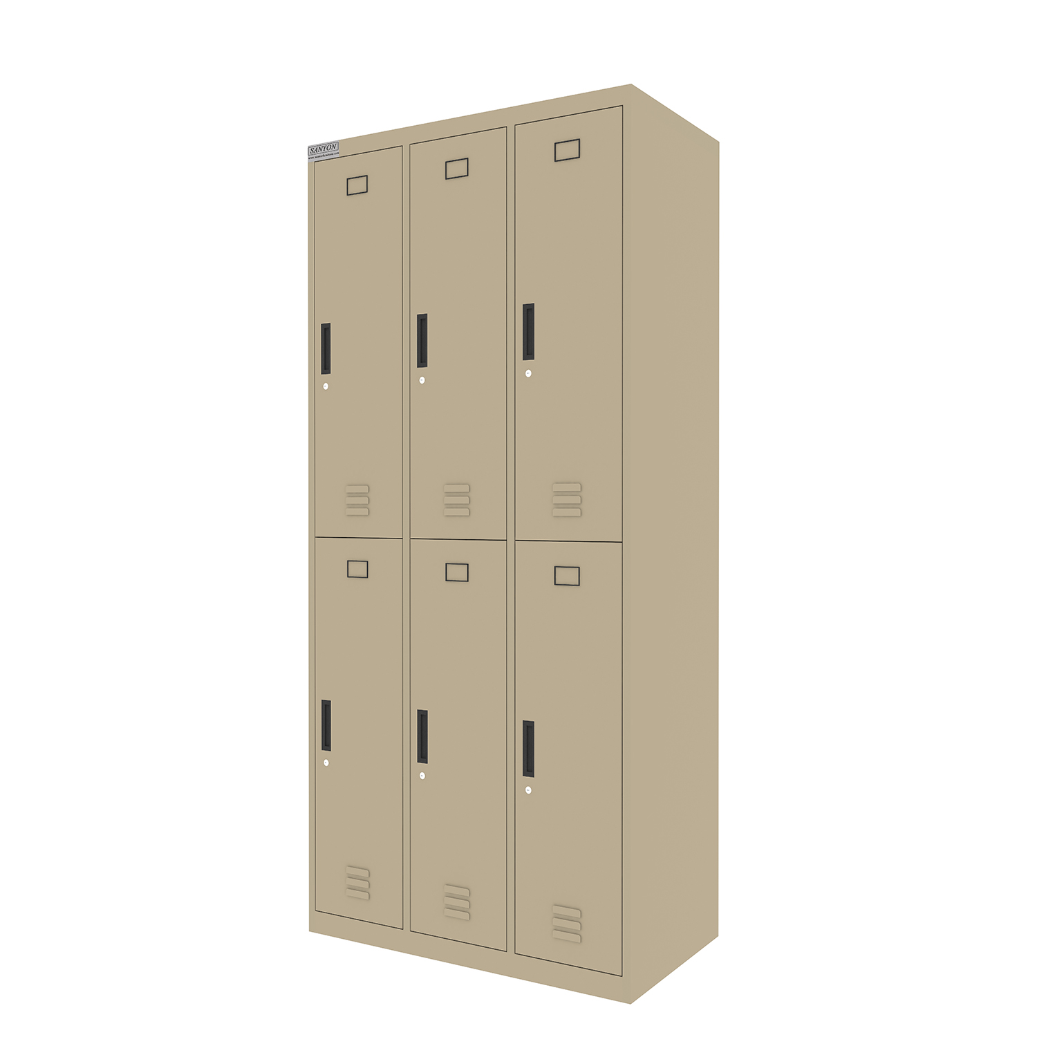 SANYON Storage Furniture Steel Lockers for Change Room in Double Tiers and 6 Doors, with Hanging Rod, with Shelf, W900mm Width-SYML-306