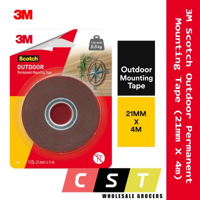 3M Scotch Outdoor Permanent Mounting Multipurpose Weather Resistant Double-sided Acrylic Foam Tape (21mm X 4m) Clear