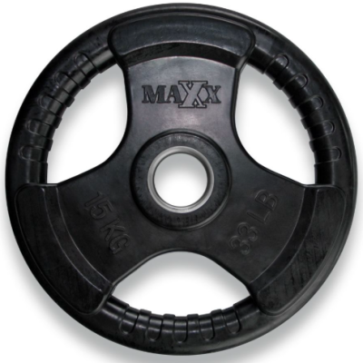 MAXX Rubberized 15KG Olympic Plate With Handle