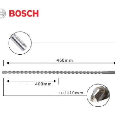 Bosch SDS-Plus-1 Shark Concrete Drill Bit Size:10mm-25mm x 400 460mm Dual Tungsten Carbine Tip