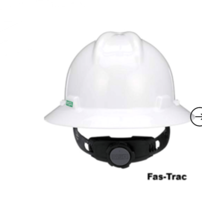 MSA 475369 V-Gard Full Brim Hard Hat, Chinstrap 88128 with SHELL logo
