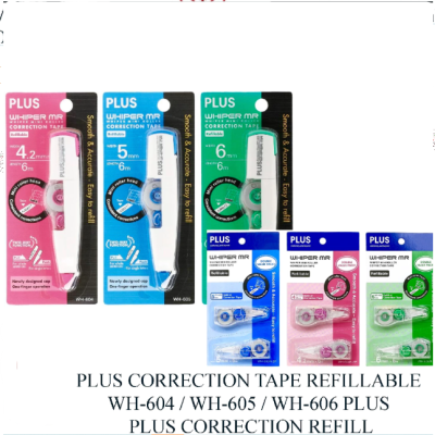 PLUS CORRECTION TAPE REFILLABLE WH-604   WH-605   WH-606 PLUS WHIPPER MR | PLUS CORRECTION REFILL