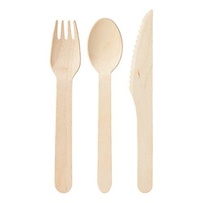 *16cm Disposable Biodegradable Wooden Cutlery   Spoon   Fork   Knife