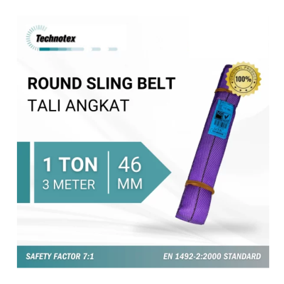 1 TONNE X 3 MTR EFT.LEN POLYESTER ROUND SLING (TECHNOTEX HOLLAND) SF 7:1