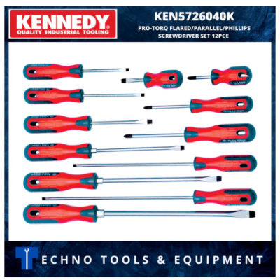 KENNEDY KEN5726040K PRO-TORQ FLARED PARALLEL PHILLIPS SCREWDRIVER SET 12PCE