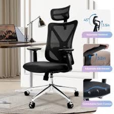 eli Ergonomic Executive Chair Office Chair Mesh Kerusi Adjustable Headrest Height - 1 Year Warranty