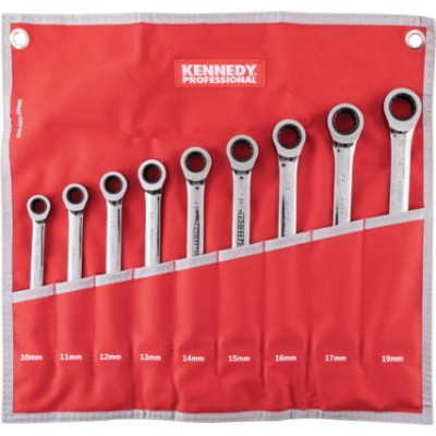 *Kennedy 9pc Metric Ratchet Combination Spanner Set - KEN5823990K