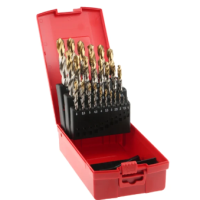 Dormer 25-Piece Twist Drill Bit Set for Multi-Material, 13mm Max, 1mm Min, HSS-TiN Bits [A095204]