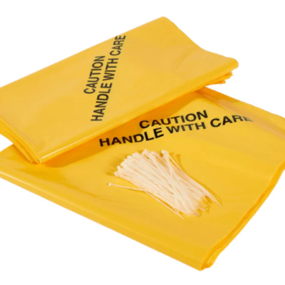 DISPOSABLE BAGS AND TIES, YELLOW