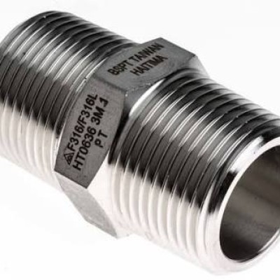 RS PRO Stainless Steel Pipe Fitting Hexagon Hexagon Nipple, Male 1in x Male 1in