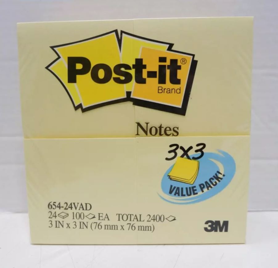 3M Post-it Notes - Yellow 3x3 consist of 100sheets      /      pad (24pads      /      packet)