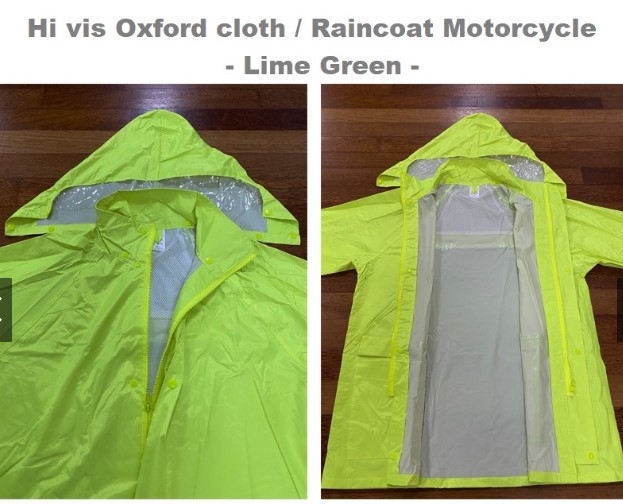 HI VIS OXFORD CLOTH RAINCOAT - JACKET SUIT (COAT + PANTS) - LIME GREEN