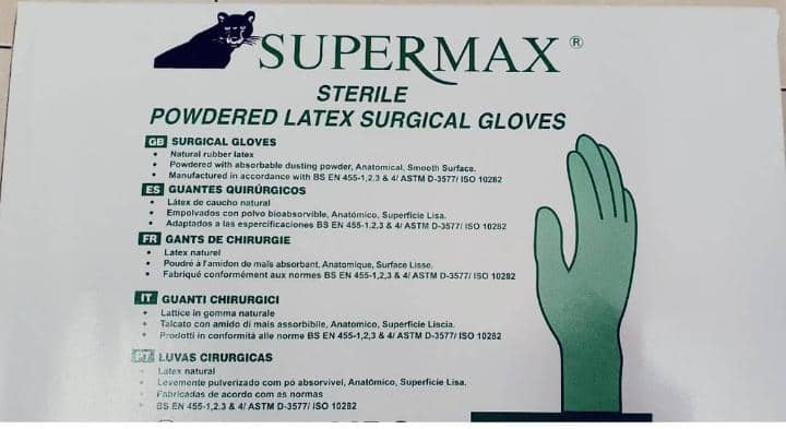 SUPERMAX STERILE POWDERED LATEX SURGICAL GLOVES - 50 PAIRS PER BOX