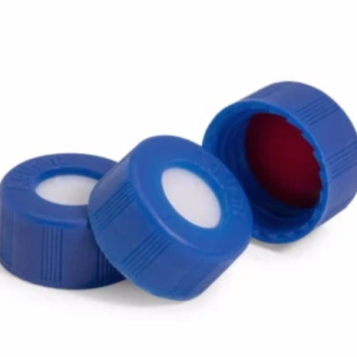 Bonded blue PTFE silicone septa cap