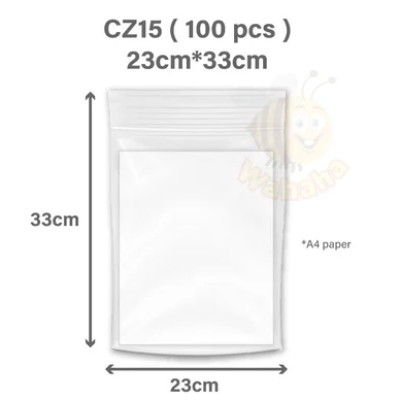 LARGE Zip Lock Plastic Bag 100PCS Extra Thick (0.08mm&0.12mm) Transparent Zipper Bag Self Seal Clear Ziplock  (23x33)