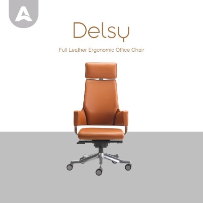 *Arturo Delsy High Back Full Cow Hide Leather Office Chair