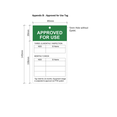 APPROVED FOR USE Tag