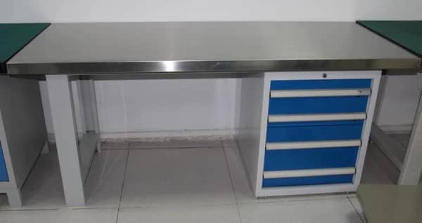 Custom made heavy DUTY SS304 2.5mm stainless steel top workbench with 4 drawers