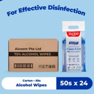Alcean 75% Classic Alcohol Wipes (50 Wipes x 24 Packs)