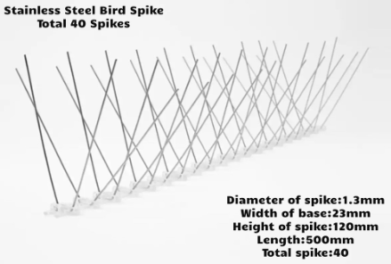 Bird Spike for Small Birds       /       Pigeons - Stainless Steel Spikes Bird Repellent - 1 BOX - 50 Units