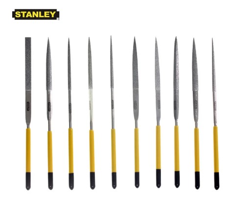 Stanley 10pcs diamond mini needle file set polishing tools 150 grit sharpening tool assorted files kit for metal glass aluminum