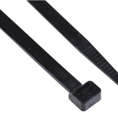 RS PRO Cable Tie, 300mm x 7.6 mm, Black Nylon, Pk-100