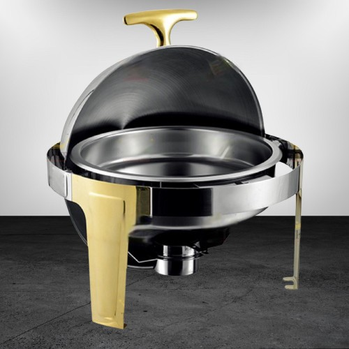 Stainless Steel Polished Round Roll Top Chafing Dish Buffet 48cm