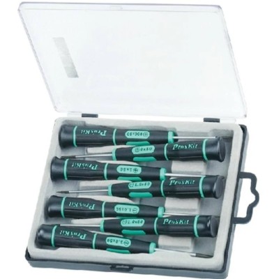 PROSKIT INDUSTRIES SD- 081A  Screwdriver Set, Electronic, 7 Pieces PH00 0 1 Phillips & SL1.6 2 2.4 3mm, Slotted Head Screwdrivers