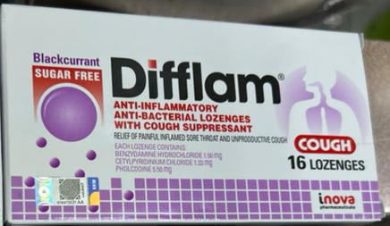 Difflam Anti-inflammatory & Anti-Bacterial Lozenges with Cough Suppressant