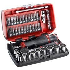 Standard Socket  /   Bit Set  Brand: FACOM  Facom 38-Piece Metric 1  /  4 in Standard Socket  /  Bit Set with Ratchet, 6 point; Hex Bit; Phillips Bit; Pozidriv Bit;