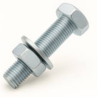 M12 X 75MM LG. HEX. HEAD BOLT C W NUT & WASHERS, CS (FULL THREADED)