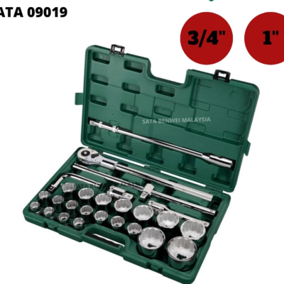 ATA 09016 26PCS 3 4" & 1" Heavy Duty Dr Sockets Set