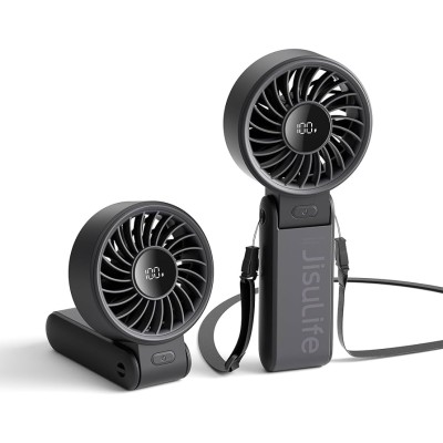 JISULIFE Portable Handheld Fan 5000mAh 19.5h cooling Foldable Hand Fans with 5 gears strong wind