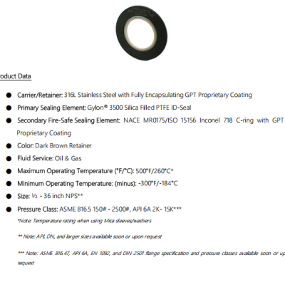 GPT PIKOTEK EVOLUTION FLANGE ISOLATION GASKET KIT.(FIRE-SAFE)