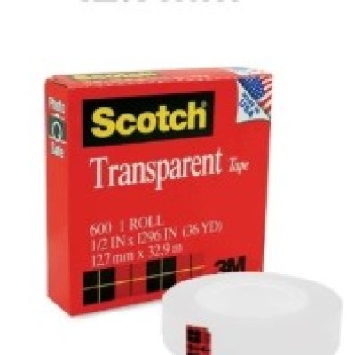 3M Scotch 12.7mm 600 Transparent Adhesive Tape Scotch Stationery Tape, 32.9m Length 600-B