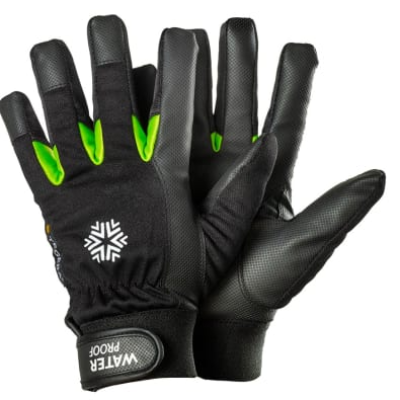 Tegera TEGERA Black, Green Polyester, Synthetic Leather Gloves, Size 12