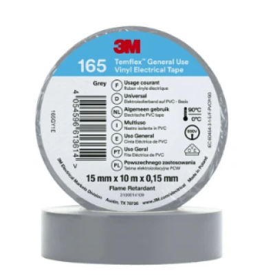 3M Temflex Grey Vinyl Electrical Tape, 15mm x 10m 3M 165 grey 15mm x 10m