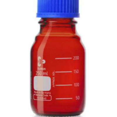 DWK Duran Amber Glass Graduated Laboratory Bottle, GL 45, with Screw Cap, 500 mL